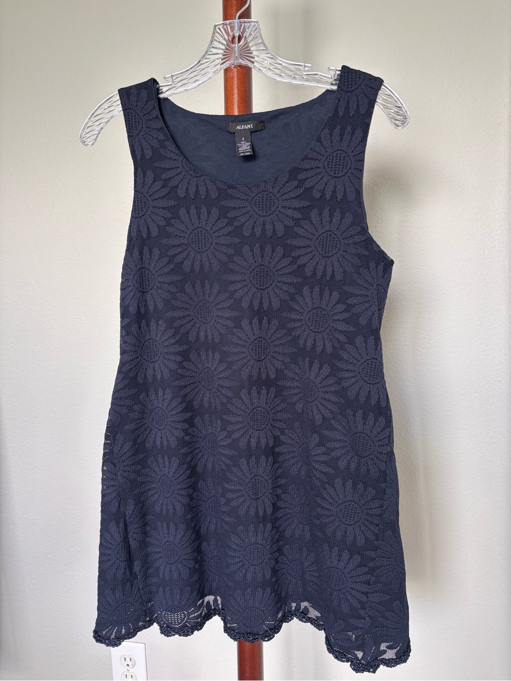 Alfani Navy Floral Lace Sleeveless Dress